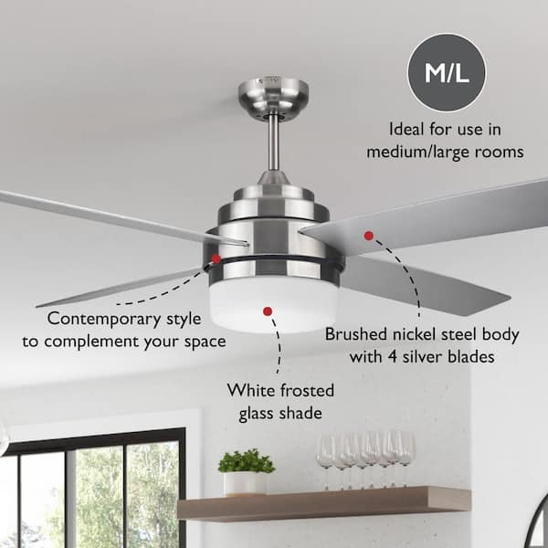 Design House Cali 52 in. Indoor 4-Blade Brushed Nickel
