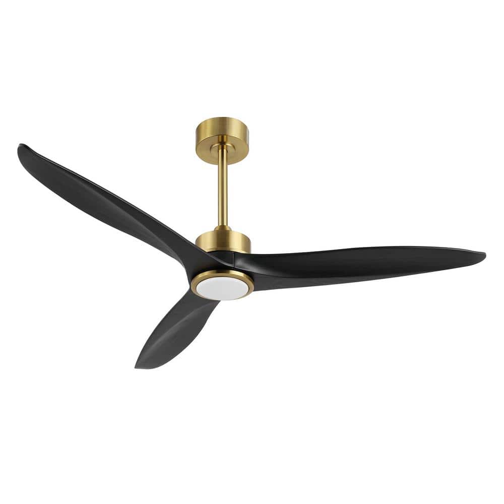 52-Inch Black and Gold Modern Ceiling Fan with LED Light and Remote