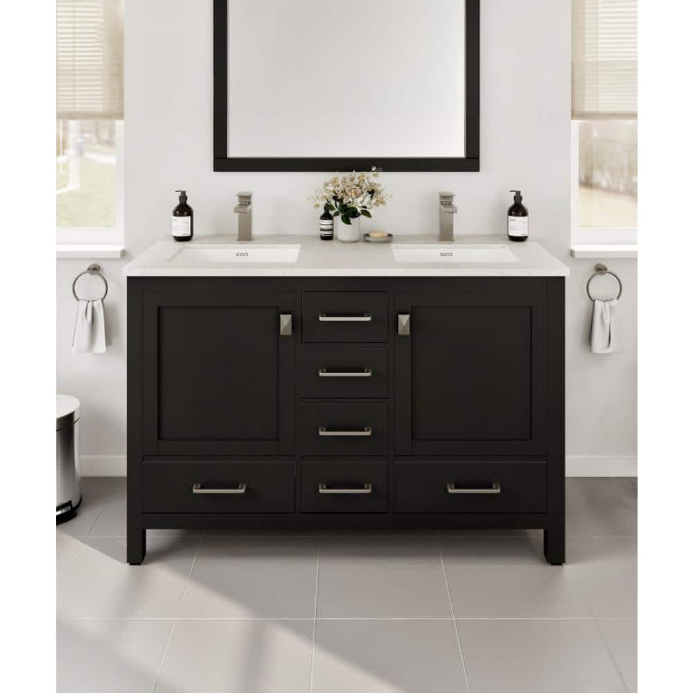 London 48 in. Double Sink Espresso Bath Vanity with White Carrara Quartz Top (Assembled) price history on PriceWatchPro