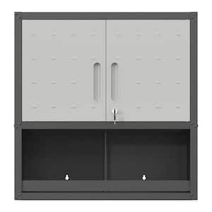 29.53 in. W x 11.81 in. D x 30.31 in. H Black Gray Garage/Bathroom Storage Wall Cabinet with Locking Door for Workshop