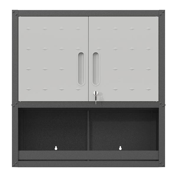 29.53 in. W x 11.81 in. D x 30.31 in. H Black Gray Garage/Bathroom Storage Wall Cabinet with Locking Door for Workshop