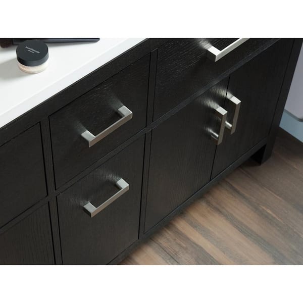 Kresla 49.02in. Single Sink Freestanding Carbon Oak Bath Vanity with White Quartz Top Assembled
