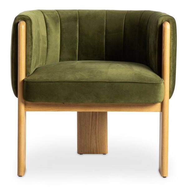 NADAAL STUDIOS Maddox Truly Olive Polyester Accent Chair with 70s-Inspired Sculptural Design