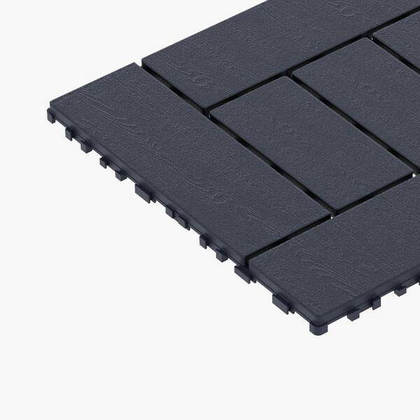 Amucolo 12 in. x 12 in. Waterproof Plastic Interlocking Deck Tiles in Dark Gray for Poolside Balcony Backyard (Set of 44 Tiles)