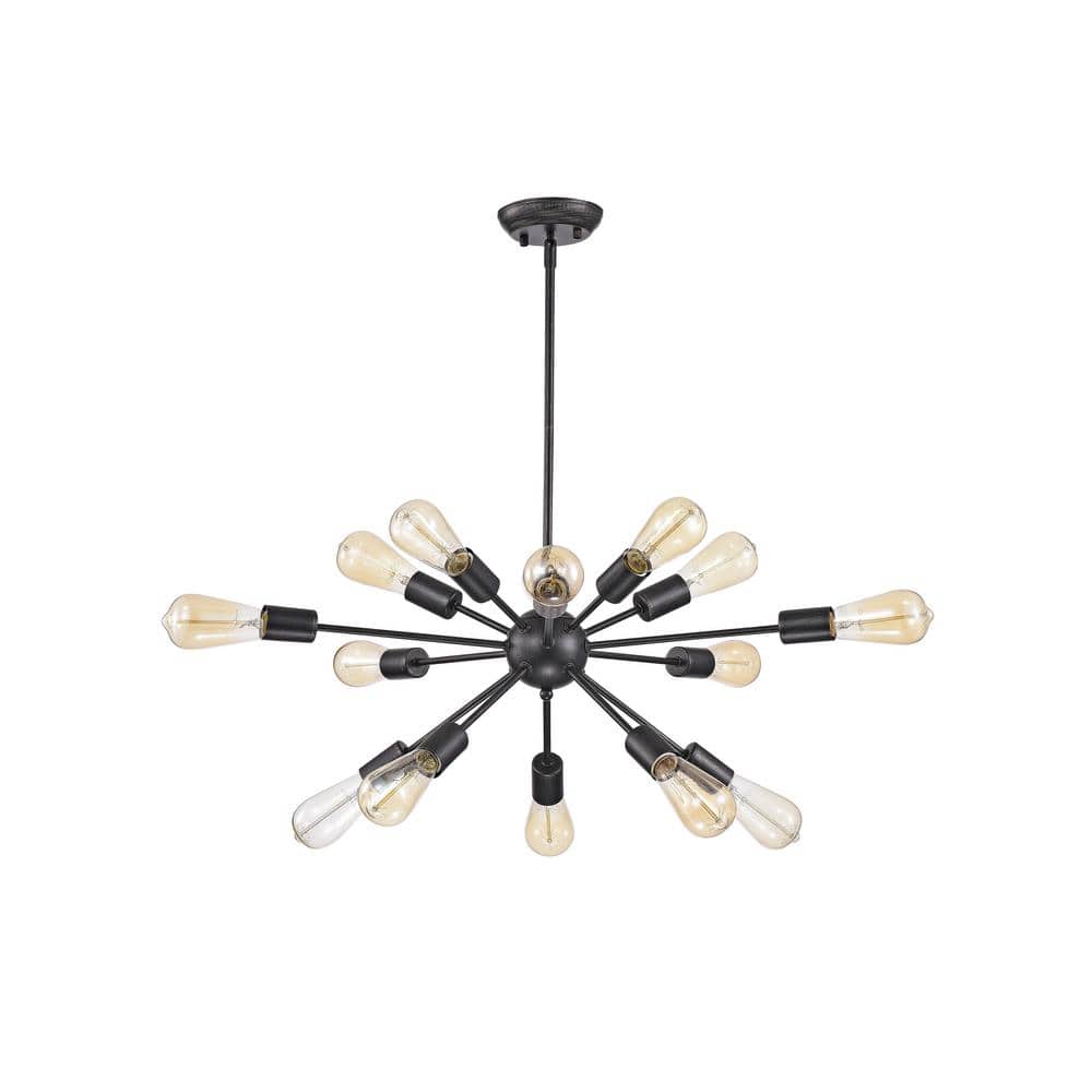 Lorena Black Iron 15-Light Sputnik Industrial Chandelier