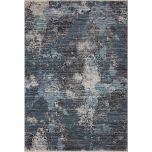 Samra Dove/Sky 1 ft. 6 in. x 1 ft. 6 in. Sample Modern Abstract Marble Area Rug