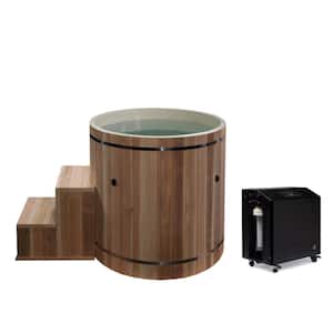 Dynamic Series  1 Person 1 Jet Cold Plunge Tub, Chills and Heats 42" Round Cedar w/Poly Inside Ozone System with Cover