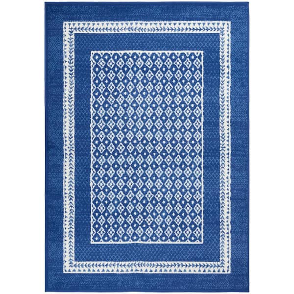 Nourison Whimsicle Navy 5 ft. x 7 ft. Geometric Contemporary Area Rug