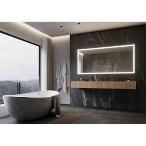 85 in. W x 40 in. H Rectangular Powdered Gray Framed Wall Mounted Bathroom Vanity Mirror 3000K LED
