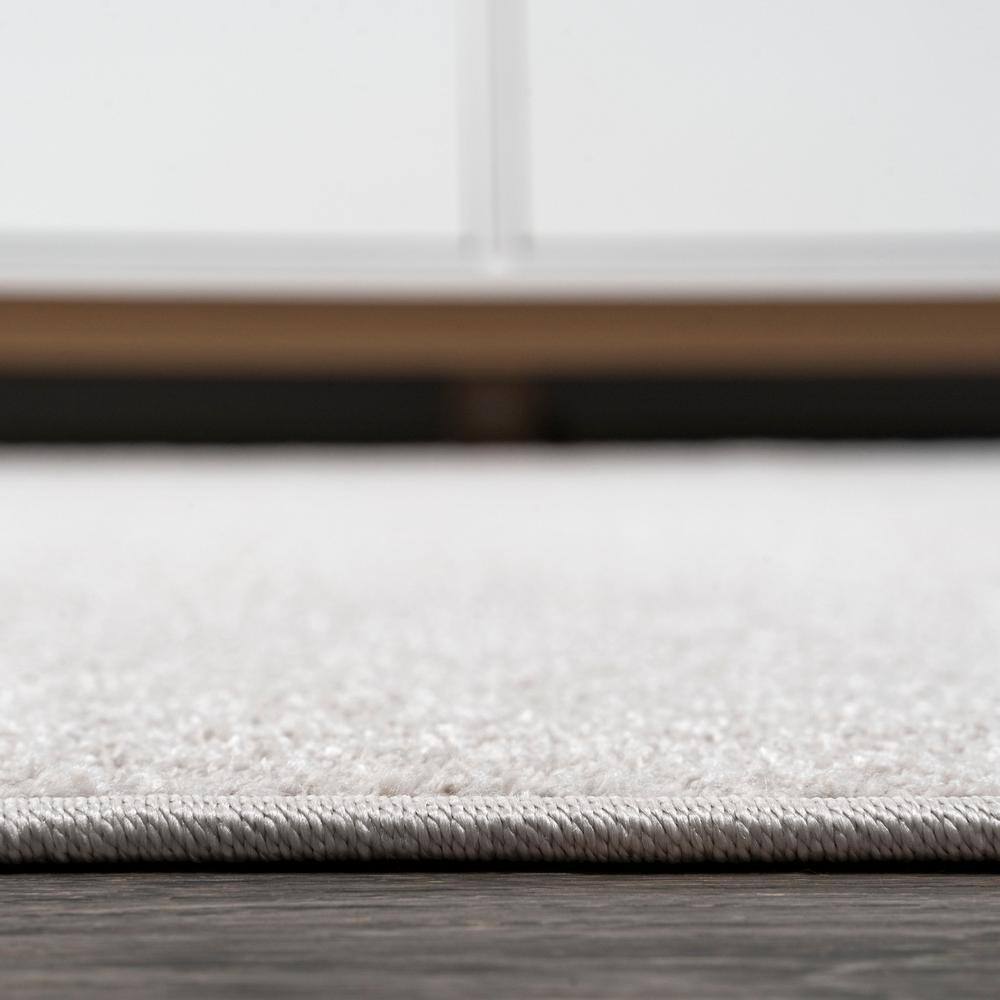 Ivory Solid Synthetic Low-Pile Runner Rug, 2 x 8 ft