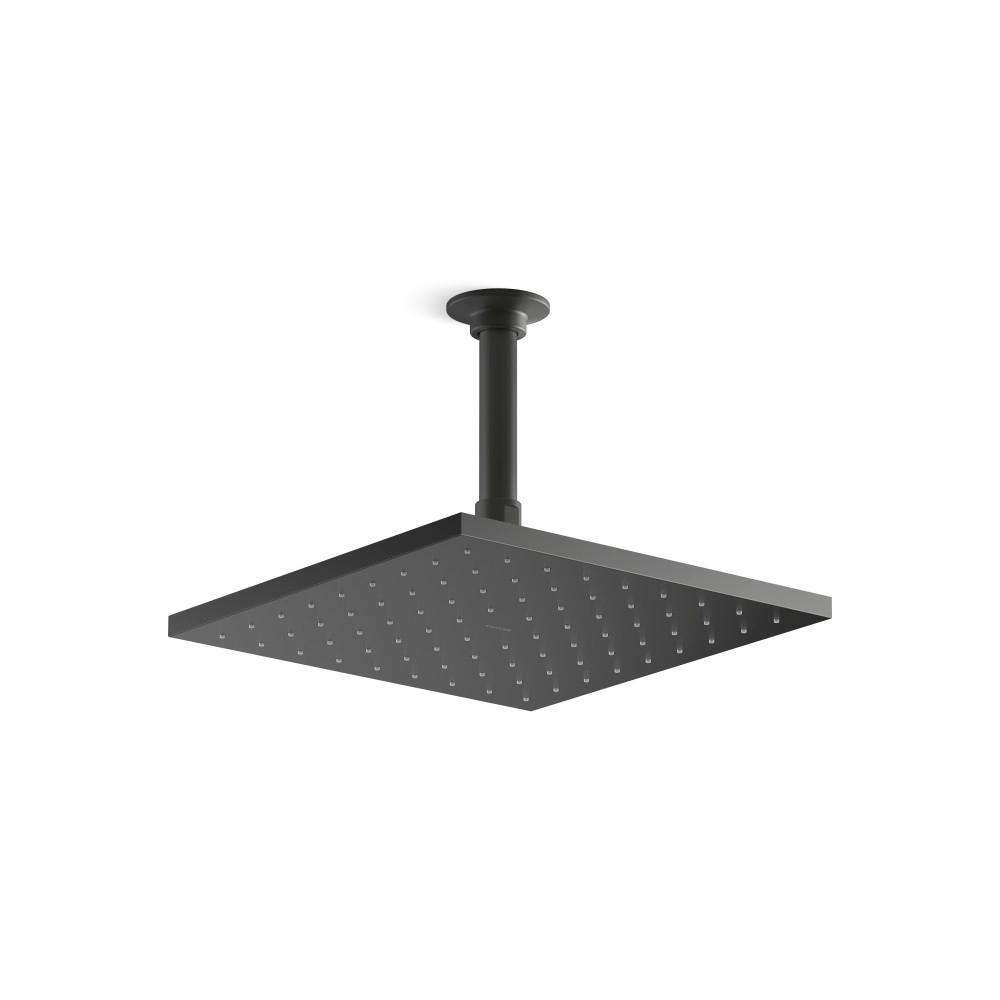Contemporary Square 1-Spray Patterns 1.75 GPM 10 in. Ceiling Mount Rainhead Fixed Shower Head in Matte Black