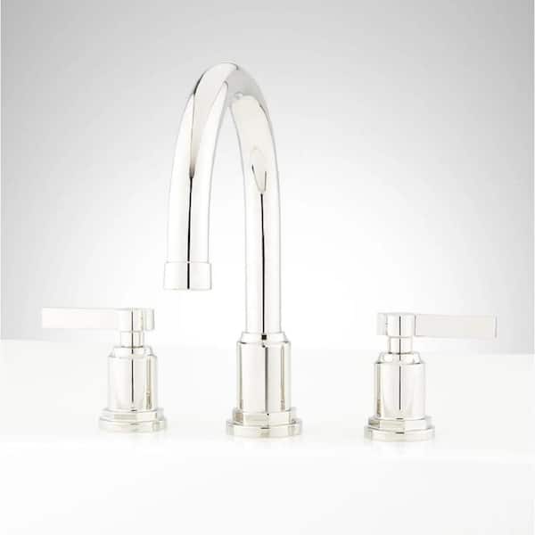 SIGNATURE HARDWARE Greyfield 2-Handle Deck-Mount Roman Tub Faucet with Valve in Polished Nickel