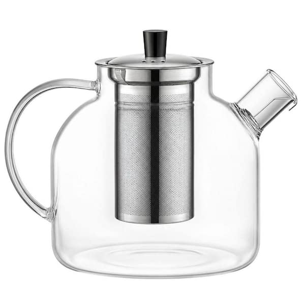 6-Cup Large Glass Tea Pot with Removable Stainless Infuser, Stovetop Safe, Borosilicate Glass Kettle for Blooming