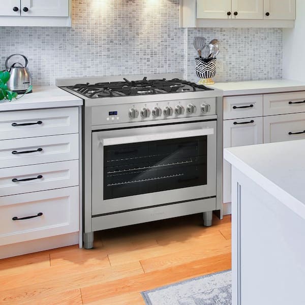 36 in. Nebula Collection 3.8 cu. ft. Gas Range, 5 Burners, Rapid Convection Oven, Cast Iron Grates in Stainless Steel