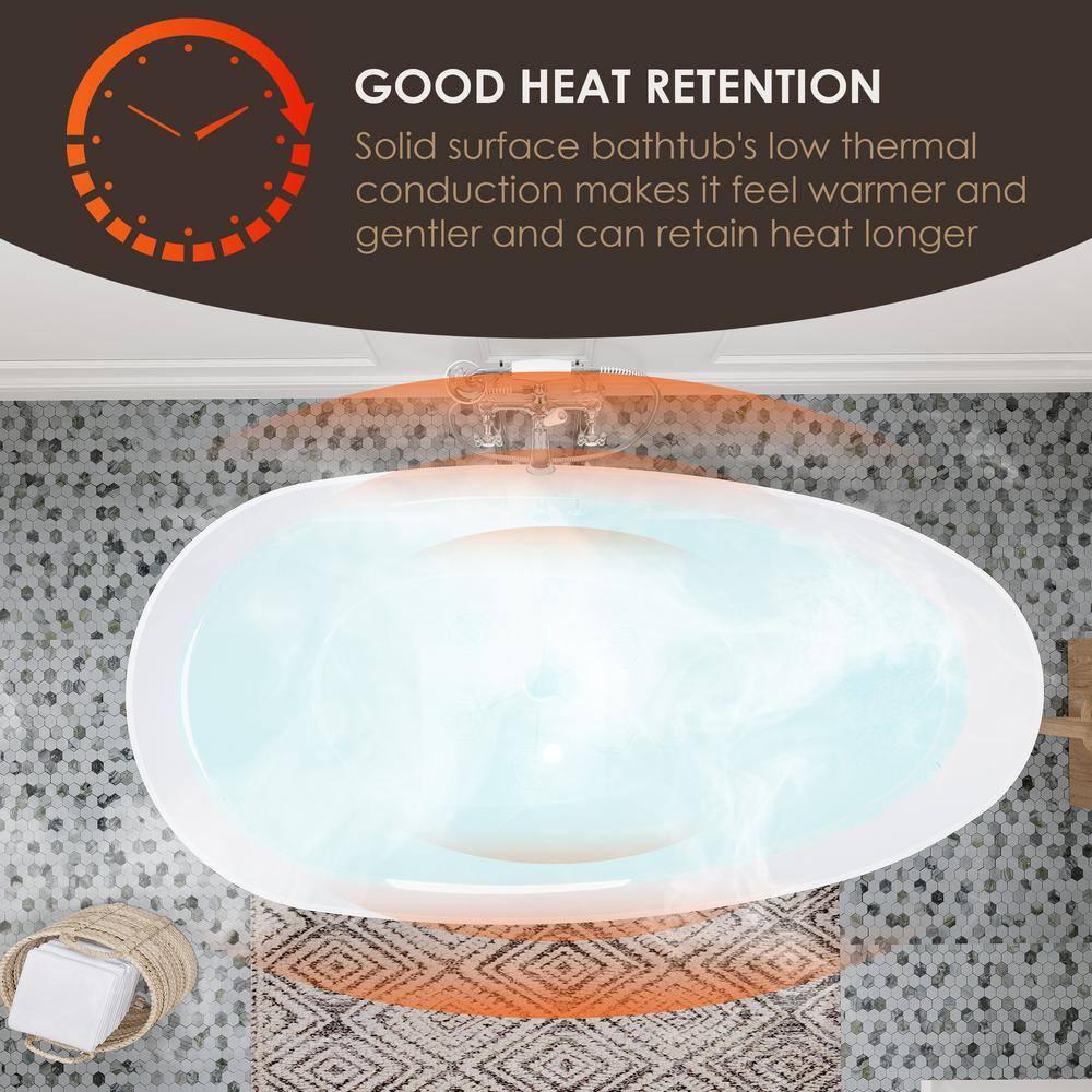 Giotto 67" Matte White Solid Surface Freestanding Soaking Bathtub