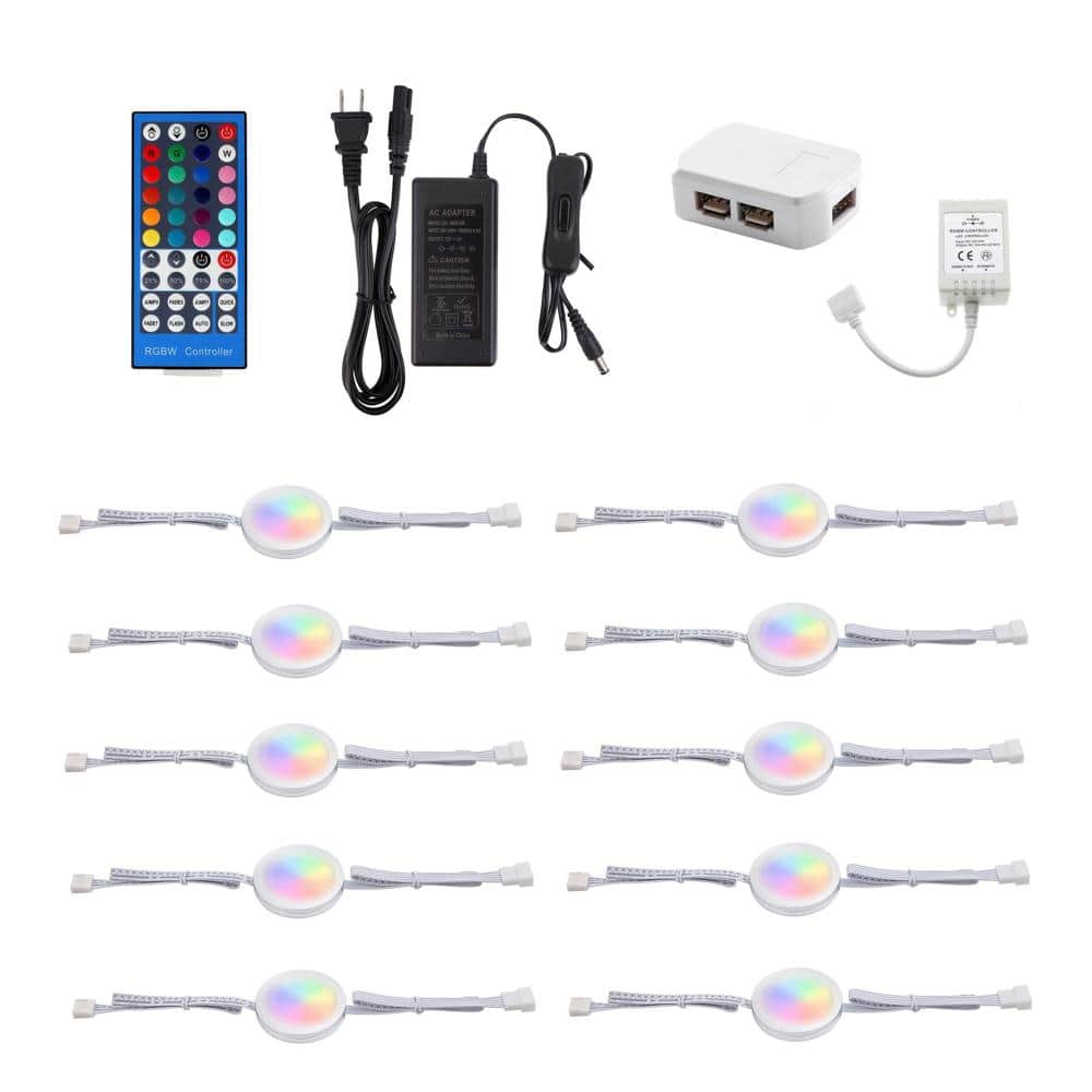 10 Pack 24V RGBWW LED Puck Lights, Linkable Color Changing Under Cabinet Lighting with IR Remote price history on PriceWatchPro