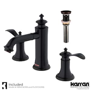 Vineyard Widespread 2-Handle 3 Hole Bathroom Faucet with Matching Pop-Up Drain in Oil Rubbed Bronze