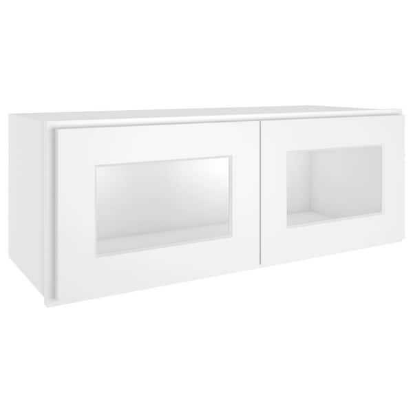 HOMEIBRO Newport Shaker Dove Ready to Assemble Wall Cabinet with 2-Doors(33 in. W x 12 in. H x 12 in. D)