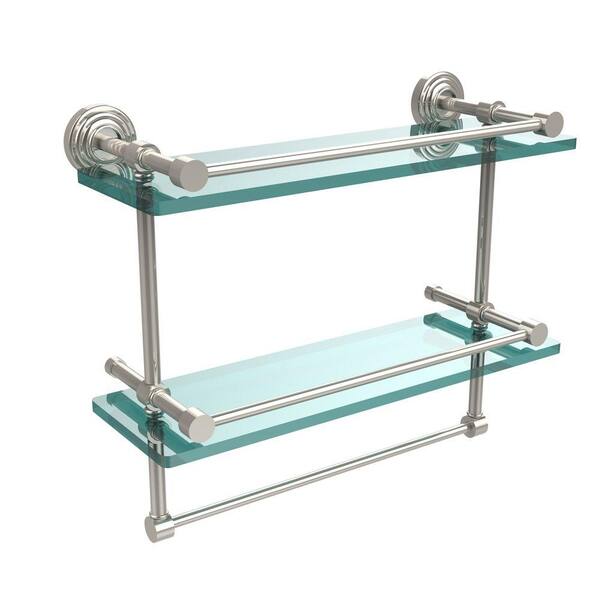 Allied Brass 16 in. L x 12 in. H x in. W 2-Tier Gallery Clear Glass  Bathroom Shelf with Towel Bar in Polished Nickel WP-2TB/16-GAL-PNI The  Home Depot