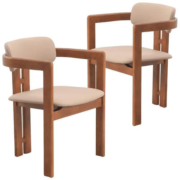 Set Of Two Taupe Upholstered Faux Leather Slat Back Dining Chairs Set Of Two Taupe Upholstered Faux Leather Slat Back Dining Chairs