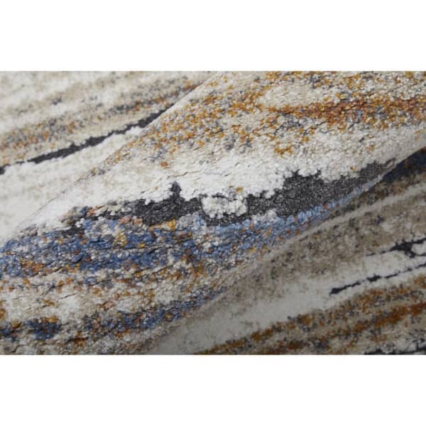 2 ft. x 3 ft. Ivory, Blue, Brown Striped Area Rug