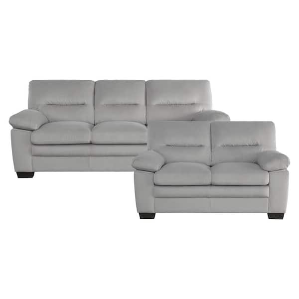 EVERGLADE HOME Solomon 147 in. W Round Arm Fabric Rectangle Sofa in Gray