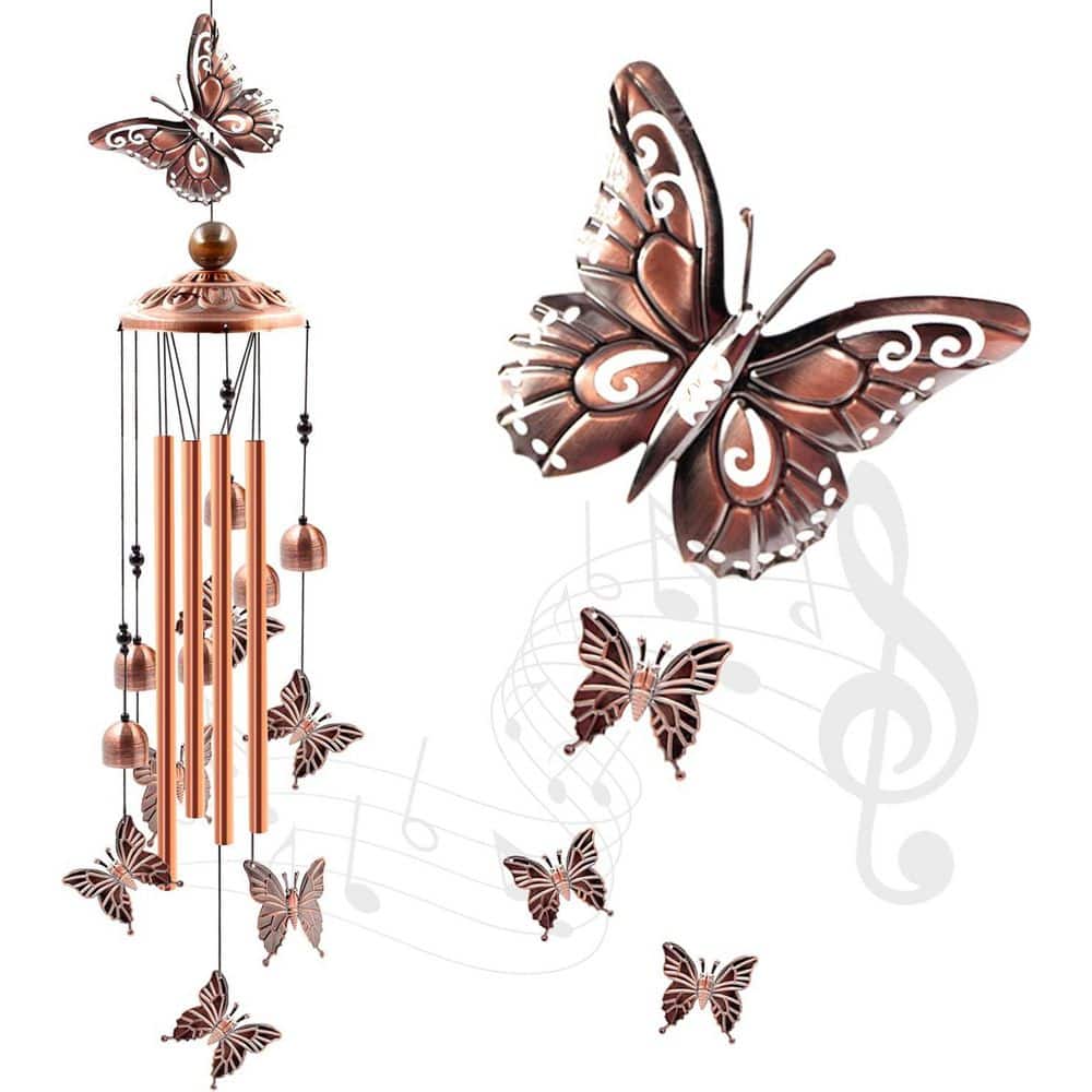 Butterflies Aluminum Tube Wind Chime with S Hook, Patio Garden Decor, Housewarming Gift price history on PriceWatchPro