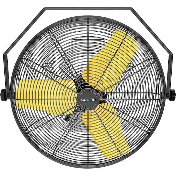 24 in. 2 Speeds Wall Fan in Yellow with Permanent Lubricated Ball Bearing, 180° Tilting