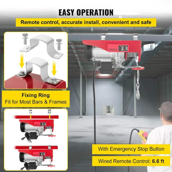 VEVOR Electric Hoist 1320 lbs. Electric Wire Hoist with Wireless Remote  Control, 40 ft. Single Cable Lifting Height (1150 W) DD1320LBS52FTNHNXV1 -  The Home Depot