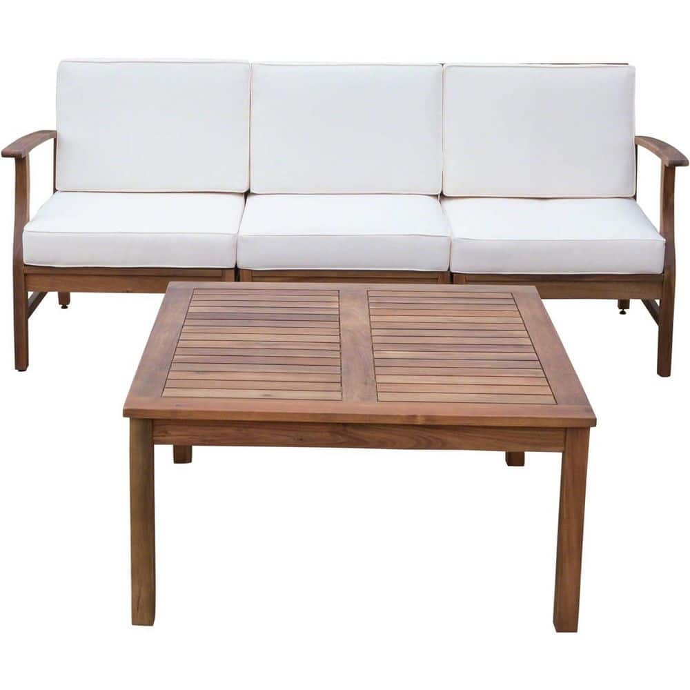 Rcrm YOSIMFUR 3 Seater Cream Wood Outdoor Lounge Chair with Table DJYC-58941 ...