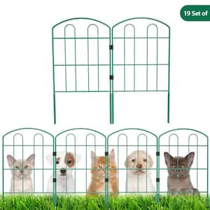24 in. H x 13 in. L Metal Garden Fence, Green Outdoor Double Gate Type Fence (19-Pack)