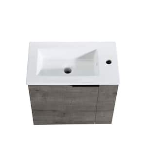 22 in. W x 13 in. D x 19.7in. H Single Sink Wall-Mounted Bath Vanity in Gray with White Ceramic Vanity top