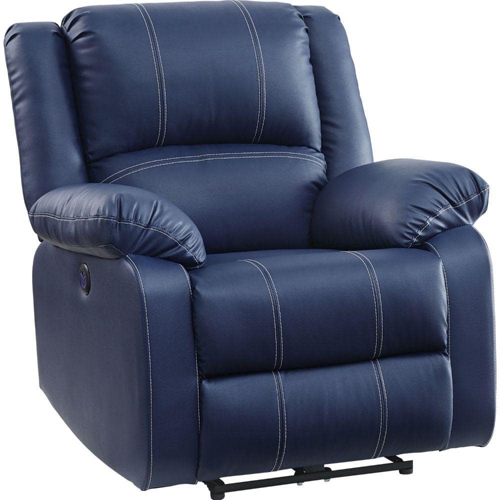 Benjara 37 In. W Flared Arm Faux Leather Square Modern Power Recliner ...