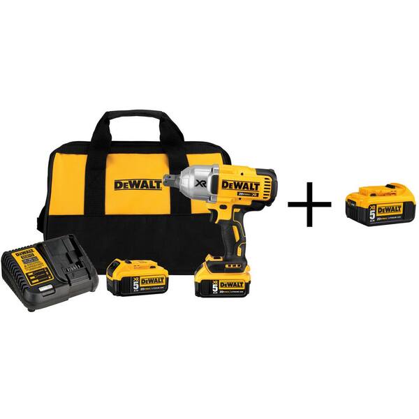 DEWALT 20-Volt MAX XR Lithium-Ion Cordless Brushless High Torque 3/4 in. Impact Wrench w/ Batteries 5Ah and Bonus Battery 5Ah