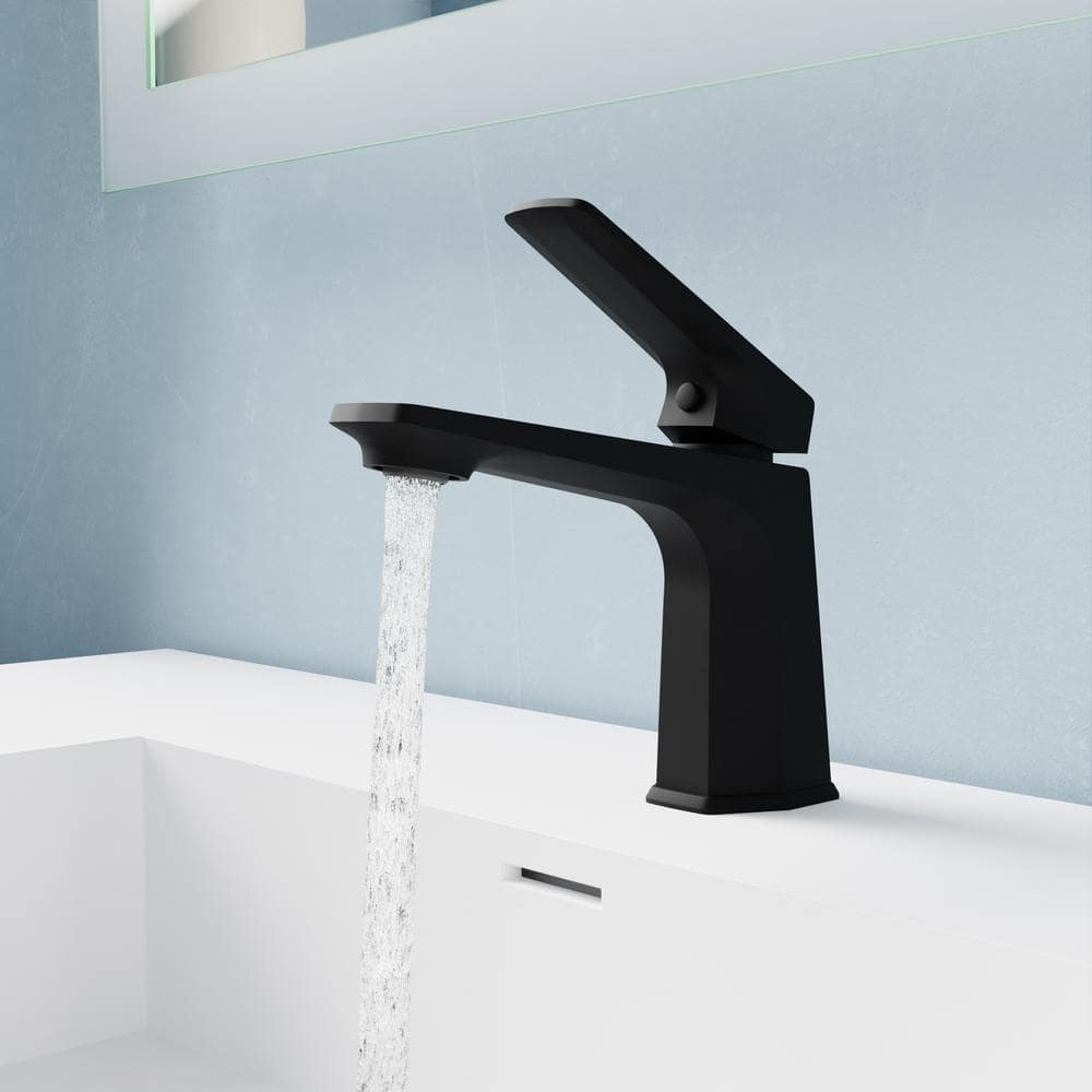 Matte Black Single Handle Bathroom Faucet with Pop-Up Drain