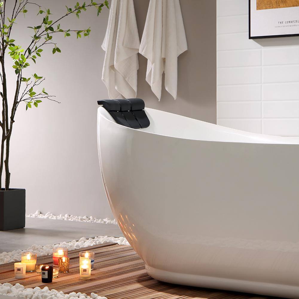 67'' Glossy White Acrylic Freestanding Whirlpool Bathtub