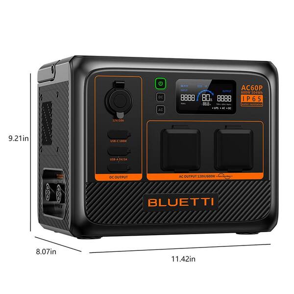 BLUETTI 600W Continuous/1200W Peak Output Power Station AC60P Push