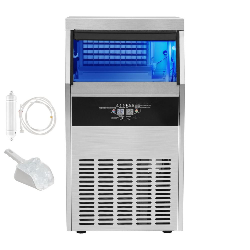 18 in. Commercial Ice Maker 140 lbs. /24 H Freestanding Ice Machine with 60 Cubes in 15 Minutes 33 lbs. Storage Capacity