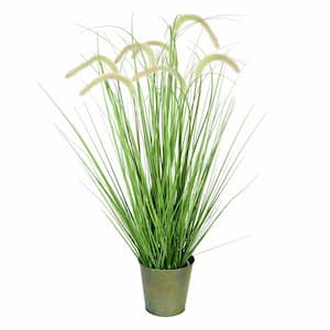 36 in. Artificial Potted Green Grass and Cattails