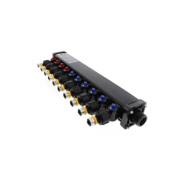 Manabloc 1/2 in. x 10-Port Press MiniBloc Polysulfone Zoning Manifold (4-hot/6-cold)