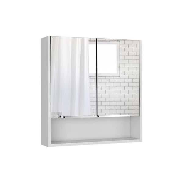 23.62 in. W x 24.61 in. H Rectangular Particle Board Modern Bathroom Medicine Cabinet with Mirror in White
