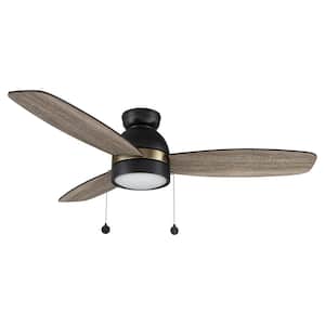 Troyes 52 in. Color Changing Integrated LED Indoor Black 5-Speed DC Ceiling Fan with Light Kit and Pull Chain
