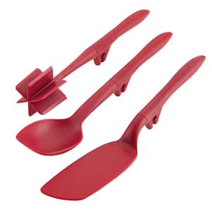 Tools and Gadgets Lazy Crush & Chop, Flexi Turner, and Scraping Spoon Set, Red