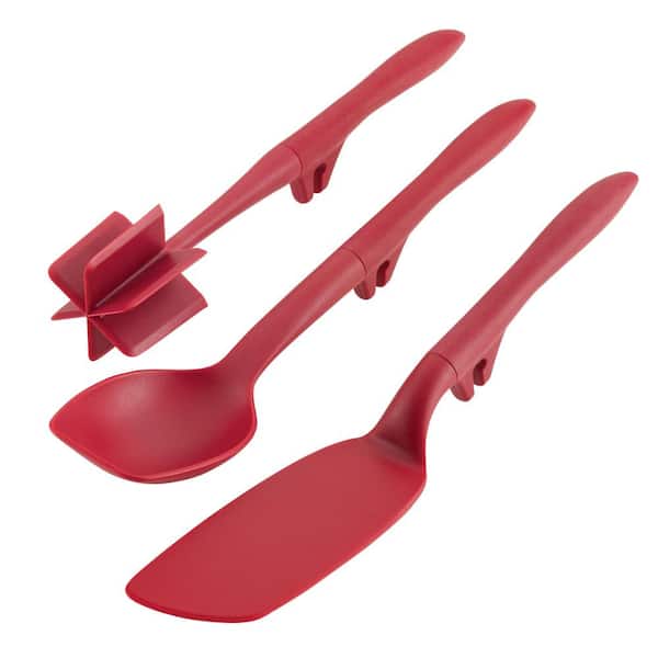 Tools and Gadgets Lazy Crush & Chop New Version 3 Piece and Scraping Spoon Set/Cooking Utensils Red Flexi Turner 