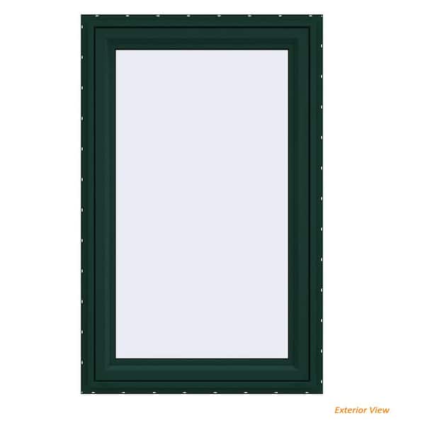 JELD-WEN 23.5 in. x 35.5 in. V-4500 Series Green Painted Vinyl Left-Handed Casement Window with Fiberglass Mesh Screen