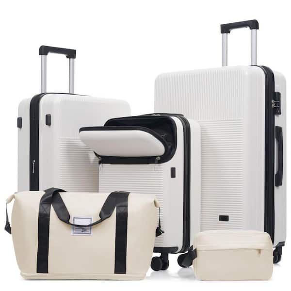 INNOBULE 5 Pieces Luggage Set White ABS Plastic Hardside w