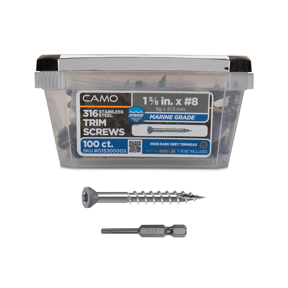 1-5/8 in. #8 316 Stainless Steel Dark Gray Premium Star Drive Trim Screws (100-Count) price history on PriceWatchPro