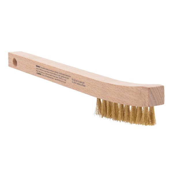 Lincoln Electric 9 in. Long Wooden Handled Brass Welding Wire Brush (.4 in.  x 2.6 in. Bristle Area 2 x 9 Row) for Cleaning Aluminum KH583 - The Home  Depot