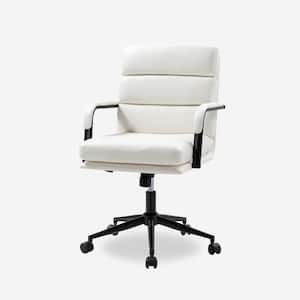 Joa Modern Leather Comfortable Ergonomic Office Chair with Tilt Lock and Center Tilt-WHITE