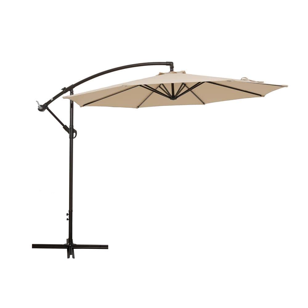 10 ft. Cantilever Outdoor Adjustable Offset Hanging Patio Umbrella in Beige